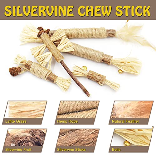 Catnip Toys Cat Toy Natural Silvervine Sticks, Catnip Cat Chew Sticks for Teeth Cleaning, Matatabi Kitten Dental Interactive Toy for Cats