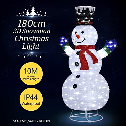 180CM 3D Christmas Snowman Light LED Lights Xmas Decor Indoor Outdoor Holiday New Year Party with 200 LED Bulbs