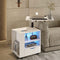 Luxsuite Smart Bedside Table with Wheels LED Nightstand Cabinet Storage Bedroom High Gloss Finish with Adjustable Laptop Desk USB & Type C Ports White