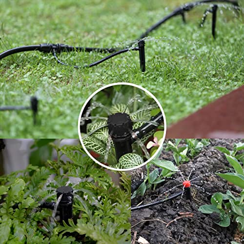 Topiverse 50 Pcs Drip Irrigation Emitters, Adjustable Flow 0-18 GPH Irrigation Drippers with Stake, 360 Degree Flow Sprinkler Head, Micro Sprinkler for Garden Patio Lawn Flower Bed