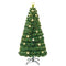 Costway 1.5M Pre-Lit Christmas Tree, Artificial Xmas Tree with 180 Branch Tips, 21 Warm White Star Lights, Fiber Optics & 8 Lighting Modes, Holiday Decoration Tree for Home, Shop & Carnival, Green