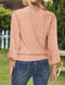 Zeagoo Women Pullover Sweater Cute Puff Sleeve Knit Square Neck Crop Top Winter Clothes Pink, M