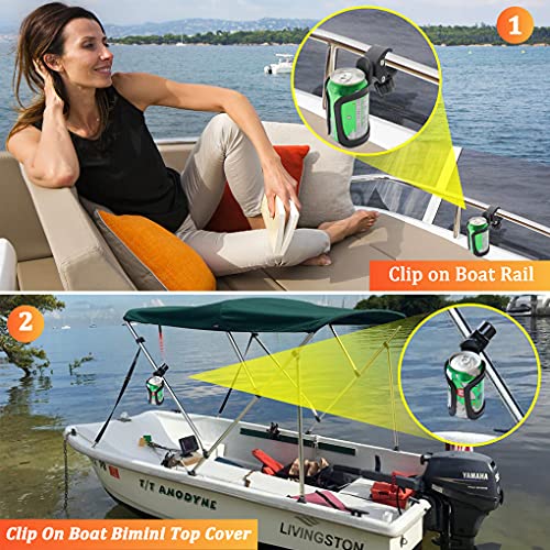 Boaton Marine Boat Rail Cup Holder, No Drilling Install Boat Drink Holder for Bimini Top Cover Or Pole, Pontoon Boat Accessories, Universal Can Holders for Pontoon Boat, Bass Boat, Jon Boat, Jet Ski