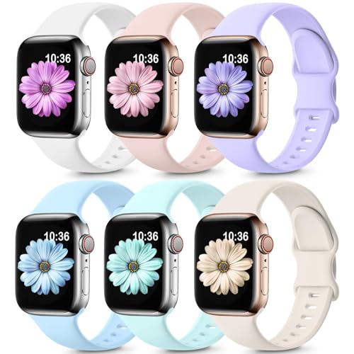 iXTRA 6 Pack Sports Watch Band for Apple Watch 49mm 46mm 45mm 44mm 42mm 41mm 40mm 38mm Soft Silicone Waterproof Straps Women Men Replacement Strap for iWatch Series 10 9 8 7 6 5 4 3 2 1 SE Ultra2/1