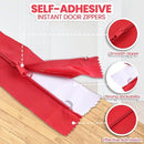 (4-Pack) Heavy-Duty Dust Protector Zipper - Self-Adhesive Instant Door Zipper - 7 Ft Length (3" Width) Zipper - Includes 4 Zippers and Plastic Sheeting Cutter Accessories (Red Color)