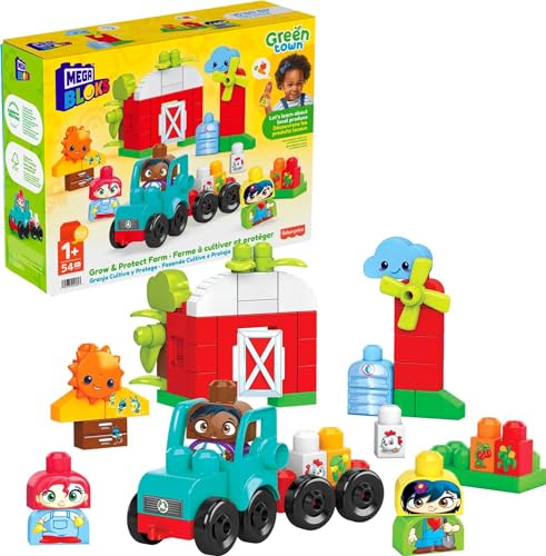 Mega Bloks Green Town Grow & Protect Farm Building Set with 54 Big Building Blocks and Special Pieces, Toy Gift Set for Ages 1 and up [Amazon Exclusive]