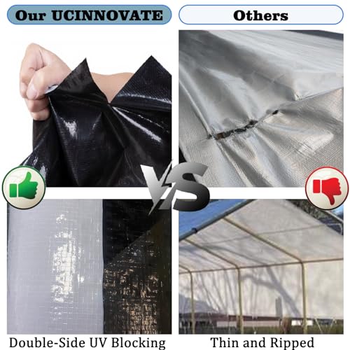 UCINNOVATE 12x13 Ft White/Black Tarp Heavy Duty Waterproof, 10 Mil Durable UV Resistnat Windproof Protective Tarp Cover, Grommets Every 18’’ Outdoor Tarp for Shed Canopy Frame Carport Rain Shelter