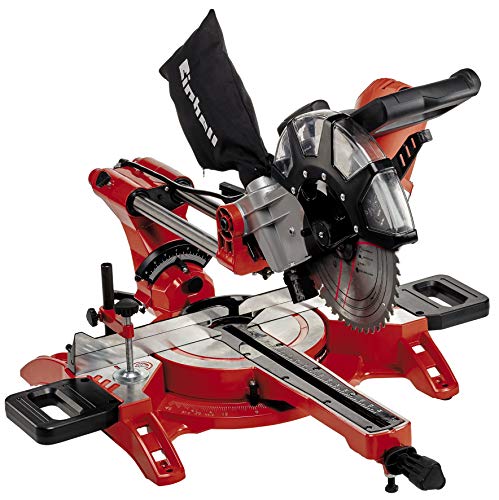 Einhell 4300395 Dual Drag, Crosscut and Miter Saw TC-SM 2534/1 (Maximum 2350 W, Integrated Drag Function, Saw Head Tilts to Left/Right, Laser, Include Carbide-Tipped Precision Saw Blade)