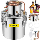 VEVOR Moonshine Still 5 Gal 21L Stainless Steel Water Alcohol Distiller Copper Tube Home Brewing Kit Build-in Thermometer for DIY Whisky Wine Brandy, 5Gal, Silver