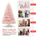 Costway 1.8M Pink Christmas Tree, Artificial Hinged Christmas Tree w/ 617 Tips, Premium Soft PVC Needles, Sturdy Metal Stand, Quick Set Up & Easy Storage, Ideal for Home, Office and Shops