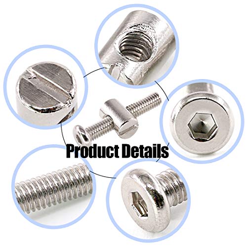 Glarks 100Pcs M6 x 35/45/55/65/75mm Hex Drive Socket Cap Furniture Barrel Screws Bolt Nuts Assortment Kit for Furniture, Cots, Babybeds, Crib, Chairs - Nickel Plated