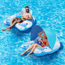 【Upgraded】 Pool Floats Adult with Canopy, XL Inflatable Pool Floaties for Adults Heavy Duty, Pool Chair and Lounge for Swimming in Pool Beach Lake, Float for Fool Floating with Cup Holder, Backrest