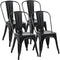 Yaheetech Iron Metal Dining Chairs Stackable Side Chairs Tolix Bar Chairs with Back Indoor/Outdoor Classic/Chic/Industrial/Vintage Bistro Caf� Trattoria Kitchen Restaurant Matte Black, Set of 4