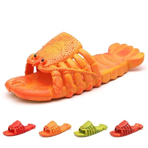 LAEFERO Lobster Slippers, Lobster Flip Flops, Lobster Scandals, Lobster Slides, Summer Slippers for Adults (Orange, Women 5.5-6/ Men 4-5)