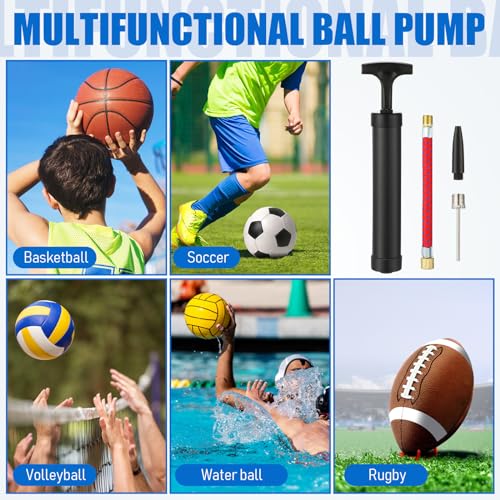 Zhehao Ball Pump Kit 10 Inch Portable Hand Air Ball Pump with Needle Nozzle and Extension Hose for Soccer Football Basketball Volleyball Balloon Rugby Exercise Sports Ball(20 Set)