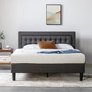 Zinus Queen Bed Frame DACHELLE Bedroom Furniture, Uphostered Tufted Fabric headboard, Dark Grey