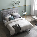 Zinus Dachelle King Bed Frame Furniture - Upholstered Fabric Tufted Headboard - Light Grey