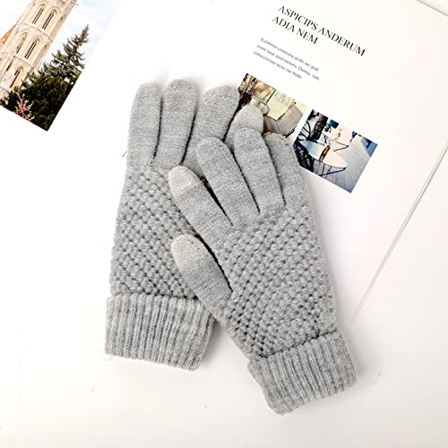 Winter Gloves Touch Screen Warm Knitted Wool Mittens Full Finger Acrylic Gloves for Men and Women