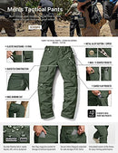 CQR Men's Flex Ripstop Tactical Pants, Water Repellent Stretch Cargo Pants, Lightweight EDC Hiking Work Pants TLP125-OLV_38W/32L