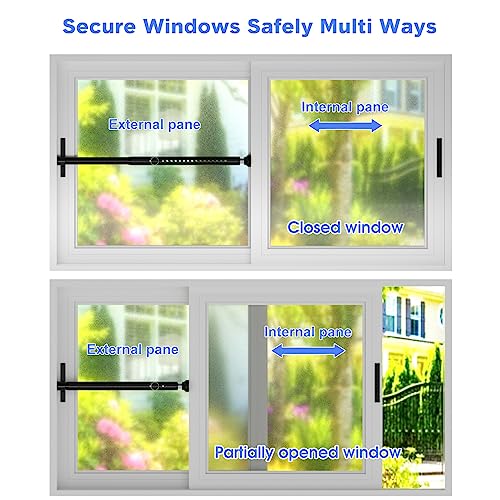 Sliding Door Security Bar, 2 in 1 Patio Door Security Bar Window Security Lock, 16 to 51Inch Adjustable Child Proof Window Security Bars Heavy Duty Sliding Glass Door Lock Bar