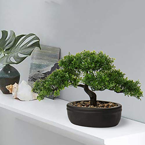 U/S Bonsai Tree, Fake Plants Ceramic Potted Tree Artificial Japanese Cedar Bonsai Tree Decoration for Home Desk Office Bathroom Kitchen Farmhouse Indoor/Outdoor (Bonsai Tree