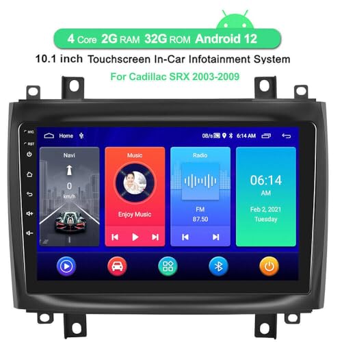 10" Android 13 Car Stereo Radio 2+32G Wireless CarPlay Touchscreen GPS Navigation Bluetooth FM Car Radio WiFi Multimedia Player USB with Camera Compatible with 2003-2007 Cadil-lac CTS SRX