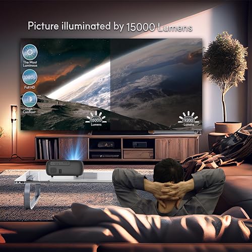 【Auto Focus & Keystone】 ALLIUMS Mini Projector with Native 1080p Full HD Resolution & Supports 4K, Portable Projector, 16000 Lumens, 10W Hi-Fi Speakers, 5G/2.4G Wi-Fi & Bluetooth