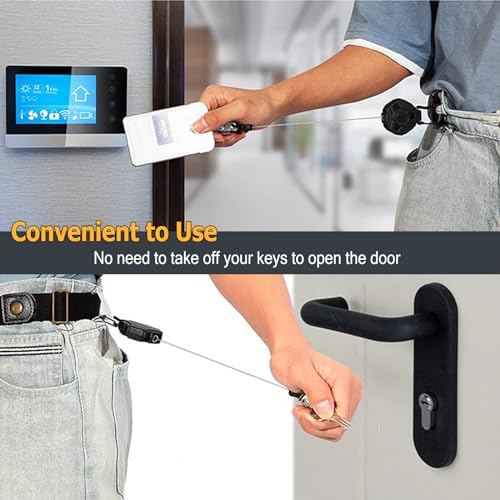 ZCOINS 2 Pack Retractable Keychain Heavy Duty Carabiner Badge Holder, ID Badge Holder Reel with Steel Retractable Cord, Outdoor Automatic Retractable Wire Rope Tactical Keychain Accessories for Men
