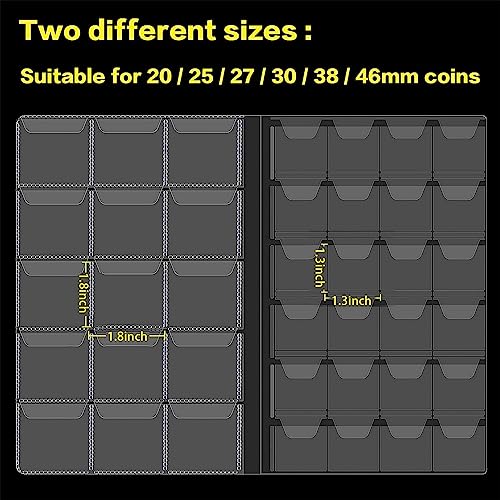 Coin Collection Book Holder Album for Collectors, 300 Pockets Coins Display Storage Case, Collecting Sleeves Organizer Box for Coin Collections Supplies, Money Currency, Pennies, Quarters - Black