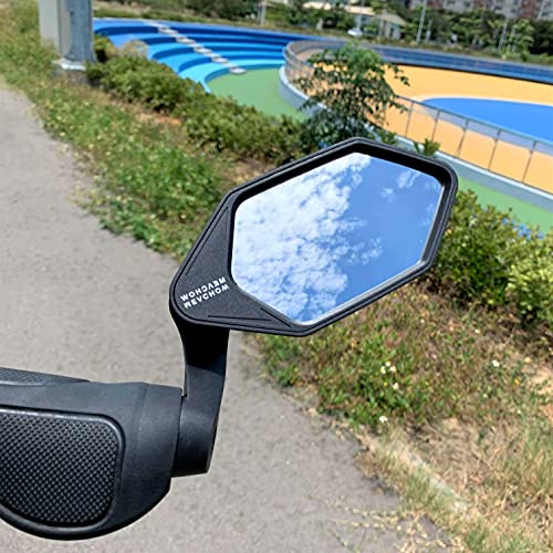 MEACHOW 2022 New Bar End Bike Mirror, Crystal UHD Automotive Grade Glass Lens E-Bike Mirrors, Scratch Resistant, Safe Rearview Mirrors, (Silver Right Side) ME-022RS