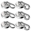 LOVIMAG Strong Magnetic Hooks, 70LBS Magnetic Hooks Neodymium Magnets Hooks, Magnetic Hooks Cruise with Swivel Carabiner Hook for Hanging, Cruise, Grill, Tool Room, Warehouse, Kitchen, Home etc-6 Pack