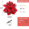 iDopick 16 Pieces Christmas Poinsettia Artificial Christmas Flowers Decorations Glittering with Clips for Xmas Wedding Party Tree Wreath Ornaments Glitter(Red)