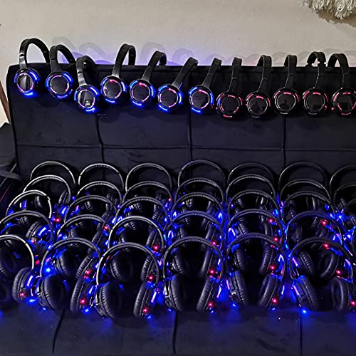 10pcs Bundle Wireless Silent Disco LED Flashing Light Headphones with 1 Transmitter 500m Distance