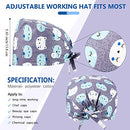 Geyoga 10 Pieces Bouffant Caps with Buttons Adjustable Bouffant Hat Breathable Turban Cap Sweatband Bouffant Hats Tie Back Hats