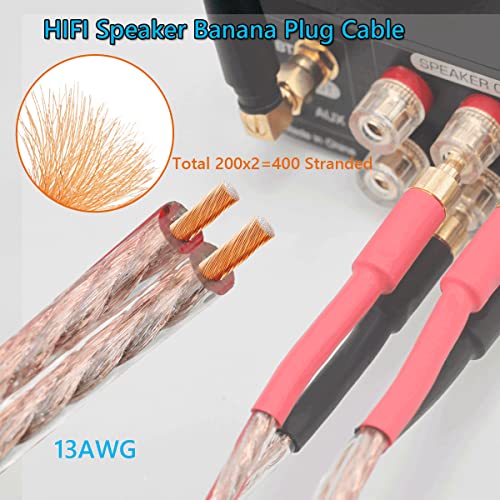 UCINNOVATE 13 AWG Banana Speaker Wire Cable, 2 Pack 3m HiFi Speaker Cable with Gold-Plated Banana Tip Plugs, Banana Plug Male to Male Audio Cable Speaker Cord Connector for Audiophile (3m / 9.8FT)