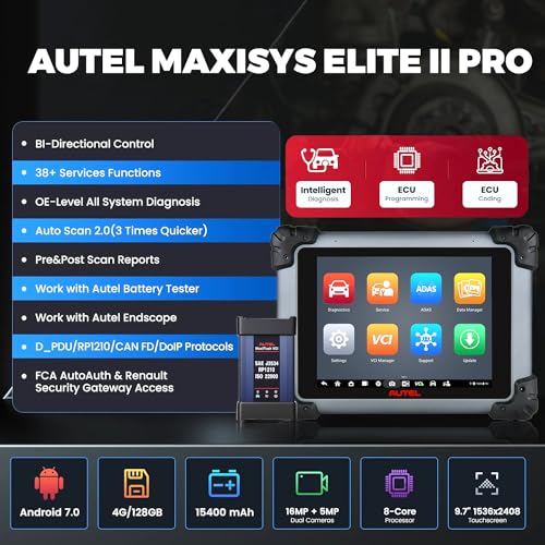 Autel MaxiSYS Elite II Car Intelligent Scan Diagnostic Tool OBD2 Bi-Directional Diagnostic Scanner and J2534 VCI