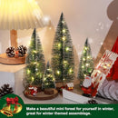 Hatisan 4pcs Mini Christmas Trees with light, Artificial Christmas Tree Bottle Brush Trees with Wooden Base for Christmas Decor Party Home Table Holiday