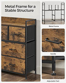 SONGMICS Dresser for Bedroom, Chest of Drawers, Clothes Organizer Storage Unit, 7 Fabric Drawers with Handles, Metal Frame, Rustic Brown and Ink Black ULTS137B01