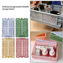 4Pcs Mini Foldable Desk Crates Storage Box, Plastic Stackable Table Basket Organizer , Mini Storage Baskets for Office Kitchen Bathroom(5.9 x 3.8 x 2.2 inch)