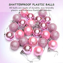 100 Pcs Christmas Ball Ornaments Set, Pink Ornament for Christmas Tree Decorative Hanging Baubles Plastic Shatterproof Christmas Ball for Holiday Party Christmas Tree Decoration