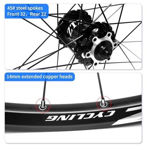 ZTZ 26"/27.5"/29" Mountain Bike Wheelset，Ultralight Aluminum Alloy Rim 32H High Strength Bike Wheels， Quick Release Disc Brake MTB Wheel Set， Compatible 7-12 Speed Cassette