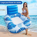 Floating Pool Chair with Solar Powered Light, XL Inflatable Pool Floats Adults with Light, Large Pool Float with Night Lights, Summer Beach Pool Chair, Lake Raft with Cup Holder