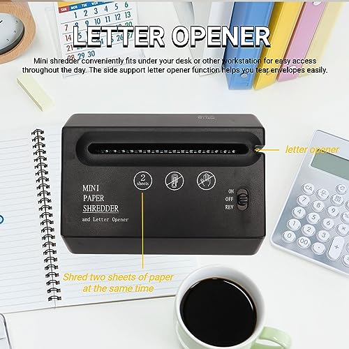 Paper Shredder,USB Paper Shredder Desktop Compact Mini Paper Shredder with Paper Basket and Power Cord, Paper Cutting Machine Cross Cut Shredder for Office School Home