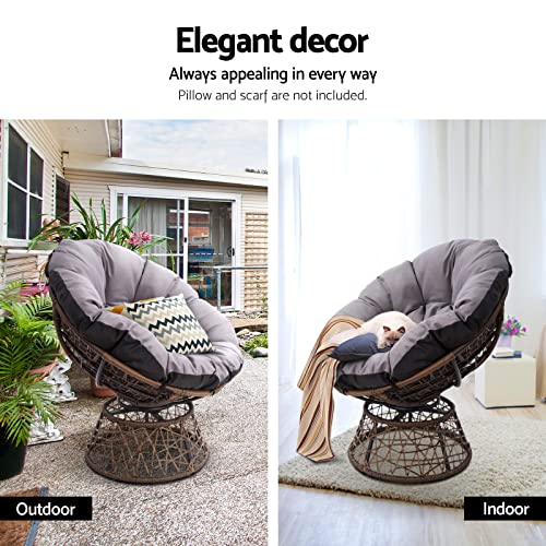 Gardeon Wicker Papasan Chair, Outdoor Chairs Patio Furniture Lounge Setting Garden Backyard Living Bedroom, 360 Degree Swivel with Soft Thick Cushion Brown