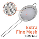 PELLUM Set of 3 Fine Mesh Strainer, Stainless Steel Colander Kitchen Sieve Sifters for Kitchen Food, with Handles, Small Medium Large Size (Silver)