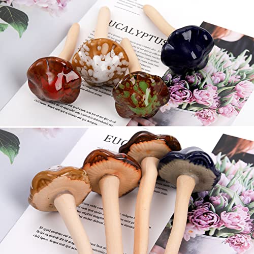 Peohud 12 Pack Ceramic Garden Mushrooms, Lawn Ornament Decor Mushrooms for Fairy Garden, Yard, Indoor, Outdoor, 4.7 Inch