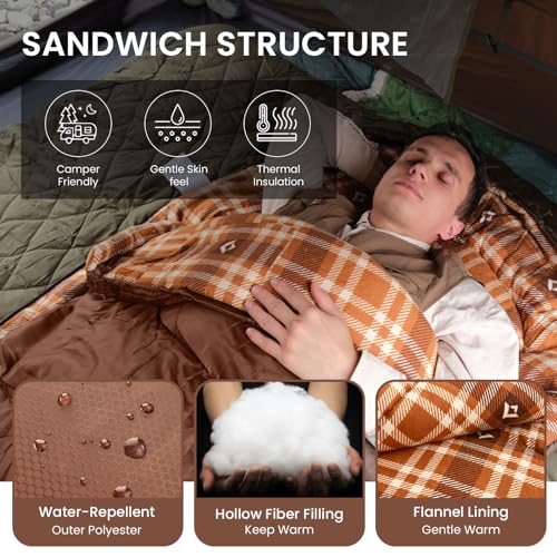 KingCamp Backpacking Sleeping Bag Lightweight Warm & Cold Weather Sleeping Bags for Adults Ideal for Hiking Camping Outdoor Adventures XL Coffee Right Zipper