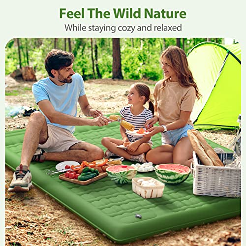 QPAU Camping Sleeping Pad, 2 Person Camping Mat, Enhanced Support for Healthy, with Built-in Foot Pump, 4.7 Inch Durable Sleeping Mattress for Camping, Hiking and Home (Pine Green)