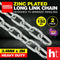 [2PCS] Handy Hardware Zinc Plated Long Link Chains, Designed to Minimize Tangling, Tough and Heavy Duty Zinc Plated Chain, Anti Rust and Corrosion Resistant, Weather Protected, Offers Maximum Security, For Industrial and General Use, 150kg Capacity (3.4mm