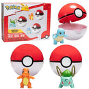 Jazwares Pokémon Clip 'N' Go Pokeball & Battle Figure Set, 3-Pack - Let's Go Starters Charmander, Bubasaur, Squirtle with Poke Balls - Officially Licensed - Gift for Kids